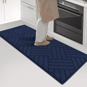 Kitchen Rugs and Mats for Floor,Kitchen Runner Rug 20"x47"Non Skid Absorbent Resist Dirt Comfort Standing Mat for Entryway,Hallway, Front of Sink,100% Polypropylene Washable,Blue