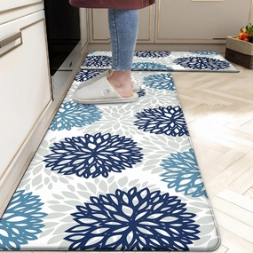 Kitchen Mats Set of 2 Cushioned Anti Fatigue Kitchen Rugs Non Slip Waterproof Kitchen Runner Memory Foam Kitchen Floor Mat Comfort Standing Mat for Sink,Office,Laundry,17.3 x 28 inch   17.3 x 47 inch