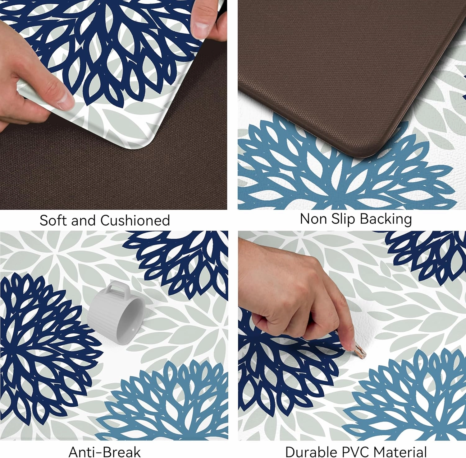 Kitchen Mats Set of 2 Cushioned Anti Fatigue Kitchen Rugs Non Slip Waterproof Kitchen Runner Memory Foam Kitchen Floor Mat Comfort Standing Mat for Sink,Office,Laundry,17.3 x 28 inch   17.3 x 47 inch