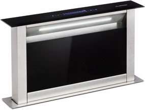 Klarstein Royal Flush Eco Island Cooker Hood - Retractable, Ducted/Recirculation, 60Db, Touch Control, LED Lighting, 60 Cm, Black, Ducting capacity: 576 M/H
