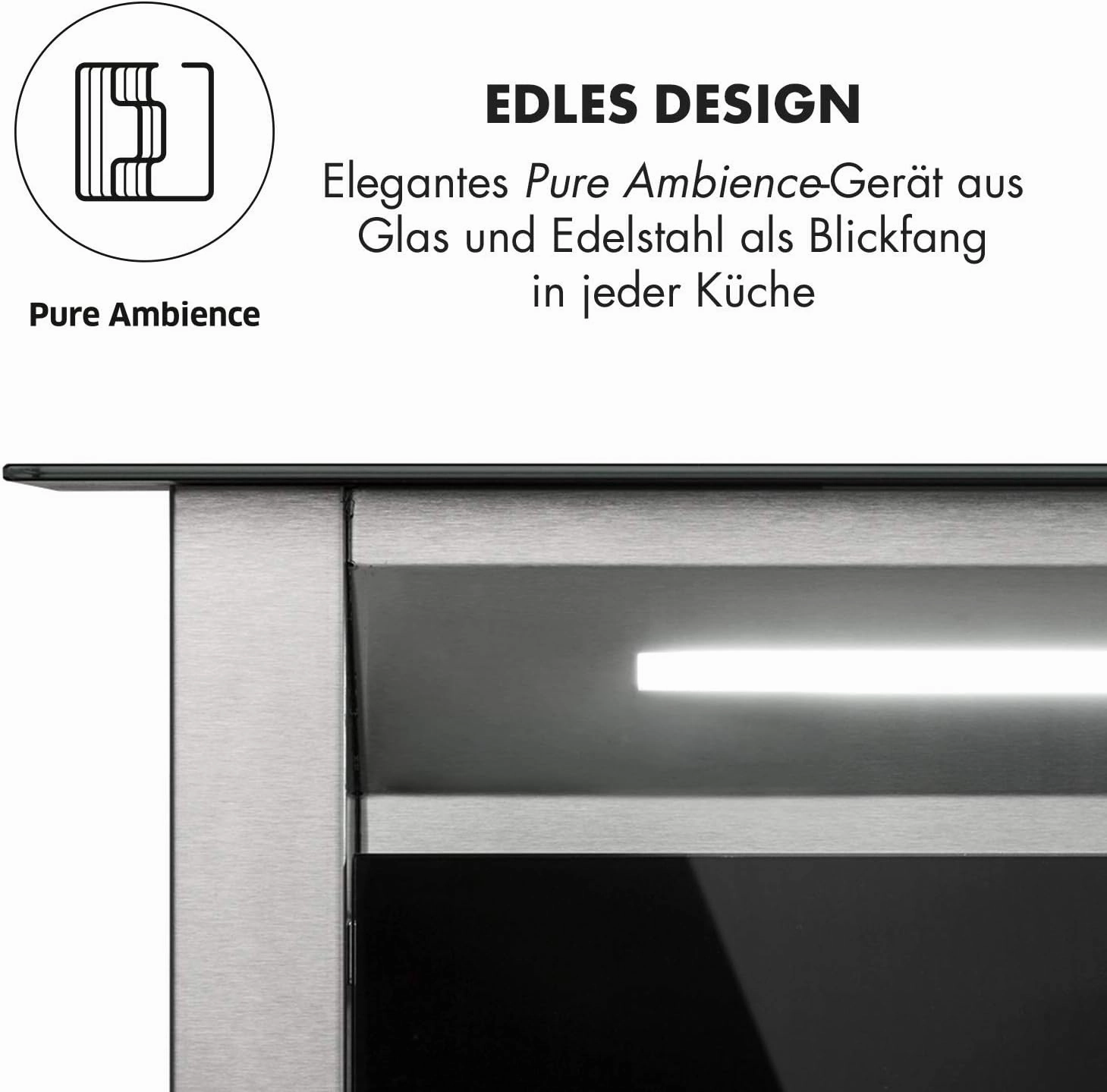 Klarstein Royal Flush Eco Island Cooker Hood - Retractable, Ducted/Recirculation, 60Db, Touch Control, LED Lighting, 60 Cm, Black, Ducting capacity: 576 M/H