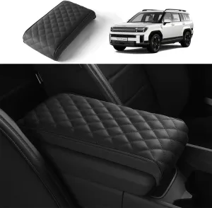 KMMOTORS (2023~ Santa Fe MX5 Car Center Console Armrest Cover and Console Lid, Santa Fe MX5 Arm Rest Seat Box Cover, Santa Fe MX5 Console Cover Interior Accessories (Black)