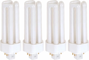KOR (Pack of 4) PL26W/3U/4P/5000K - 26 Watt Triple Tube - GX24Q-3 (4 Pin) Base - 5000K Bright White - Compact Fluorescent Light Bulb.
