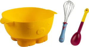 Kuhn Rikon Kinderkitchen Kids Mixing Set | Pig Mixing Bowl, Rooster Whisk & Goose Stirring Spoon | Child-Friendly Kitchen Tools for Real Cooking
