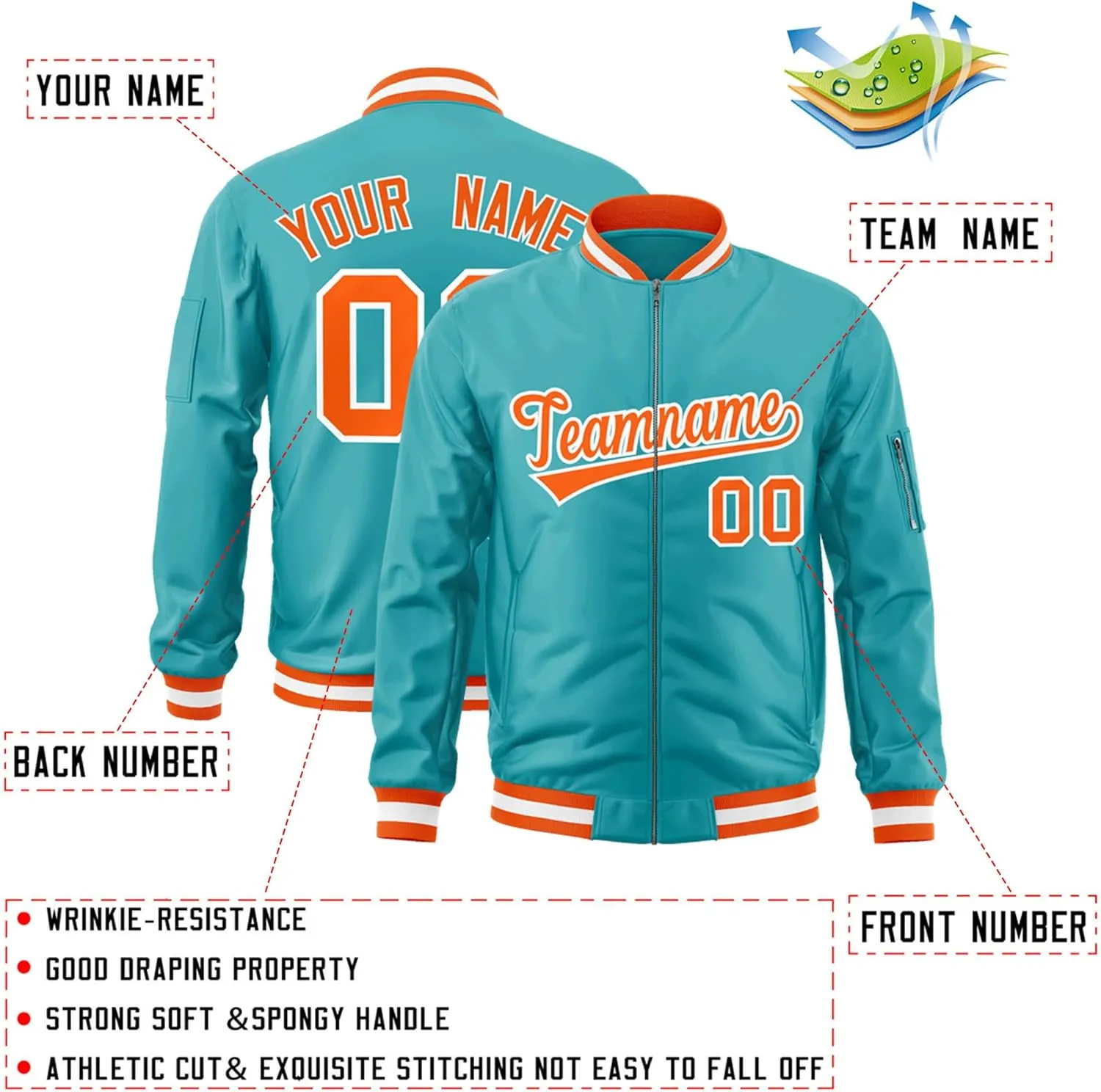 KXK Custom Bomber Jacket Lightweight Baseball Varsity Windbreaker Personalized Letters Number Logo for Adult Youth