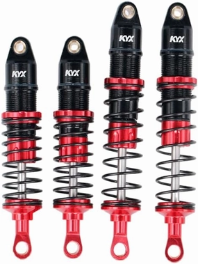KYX Racing Aluminum CNC Machined Aluminum Front Rear Shock Set Complete Upgrades Parts Accessories for 1/16 1/18 RC Crawler Car LOSI Mini-B Brushed Mini-T Buggy