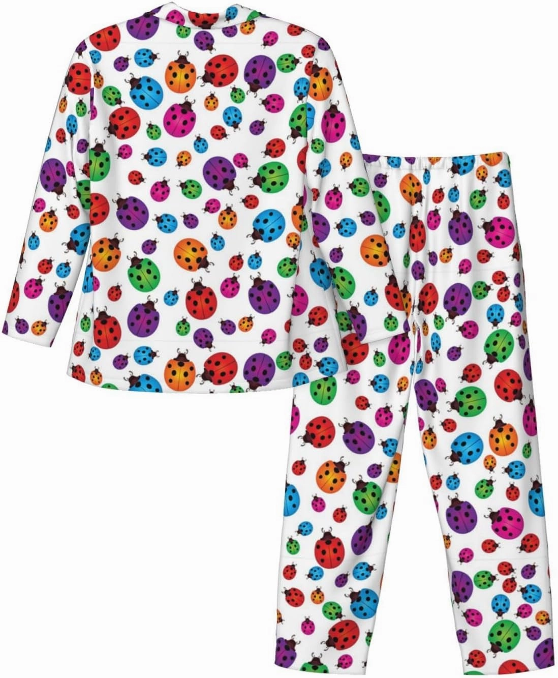 Ladybug Pajamas Long Sleeve Pajama Set Male Pj Sets Button Down Top Elastic Bottoms Breathable Loungewear Sleepwear