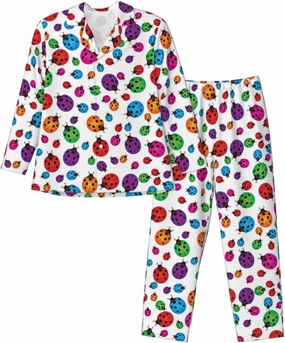 Ladybug Pajamas Long Sleeve Pajama Set Male Pj Sets Button Down Top Elastic Bottoms Breathable Loungewear Sleepwear
