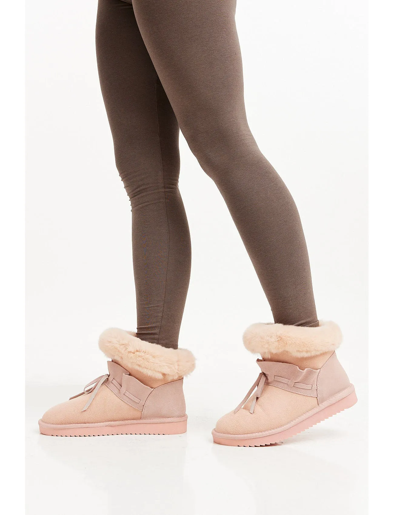 Lambskin ankle boots - nude