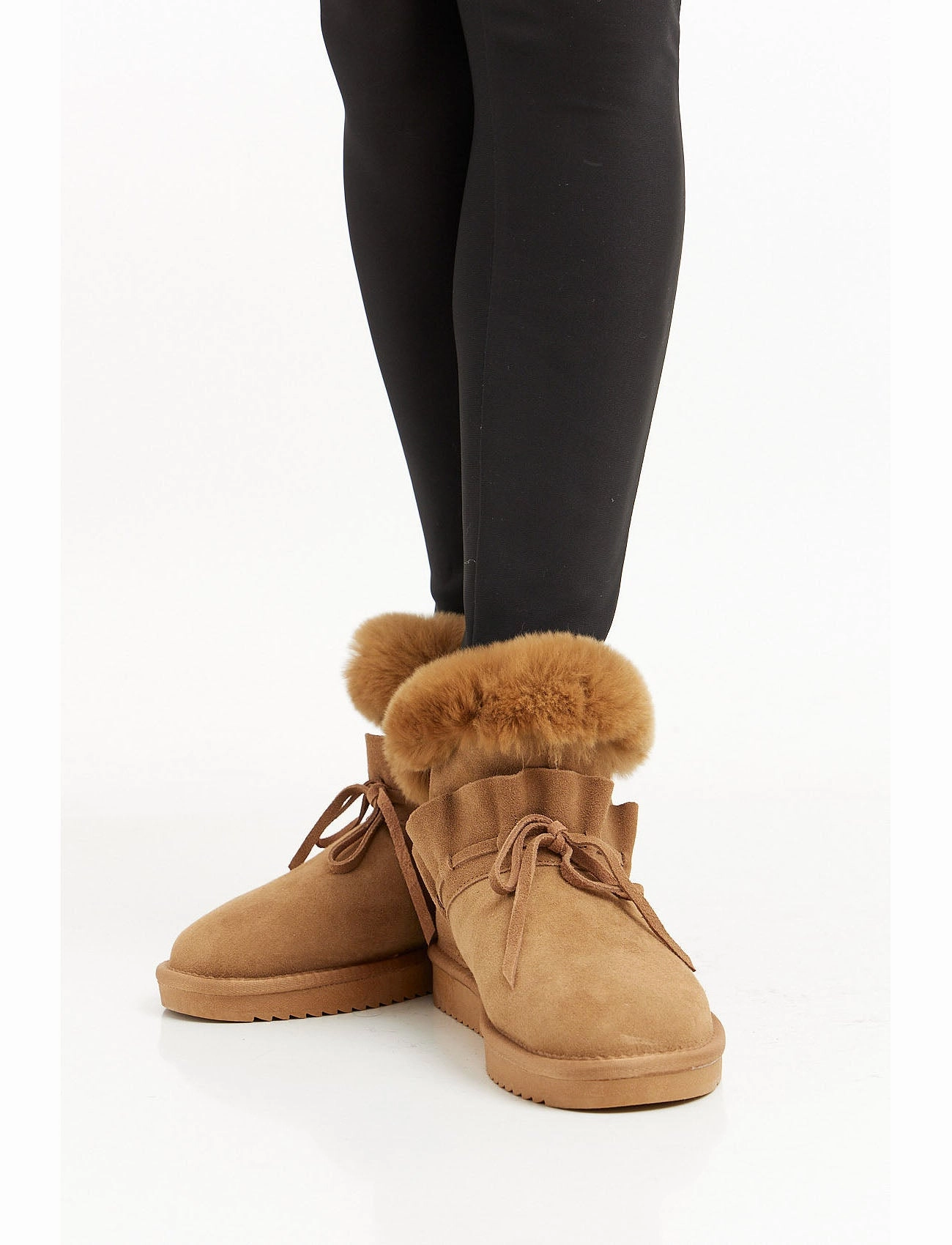 Lambskin ankle boots - camel