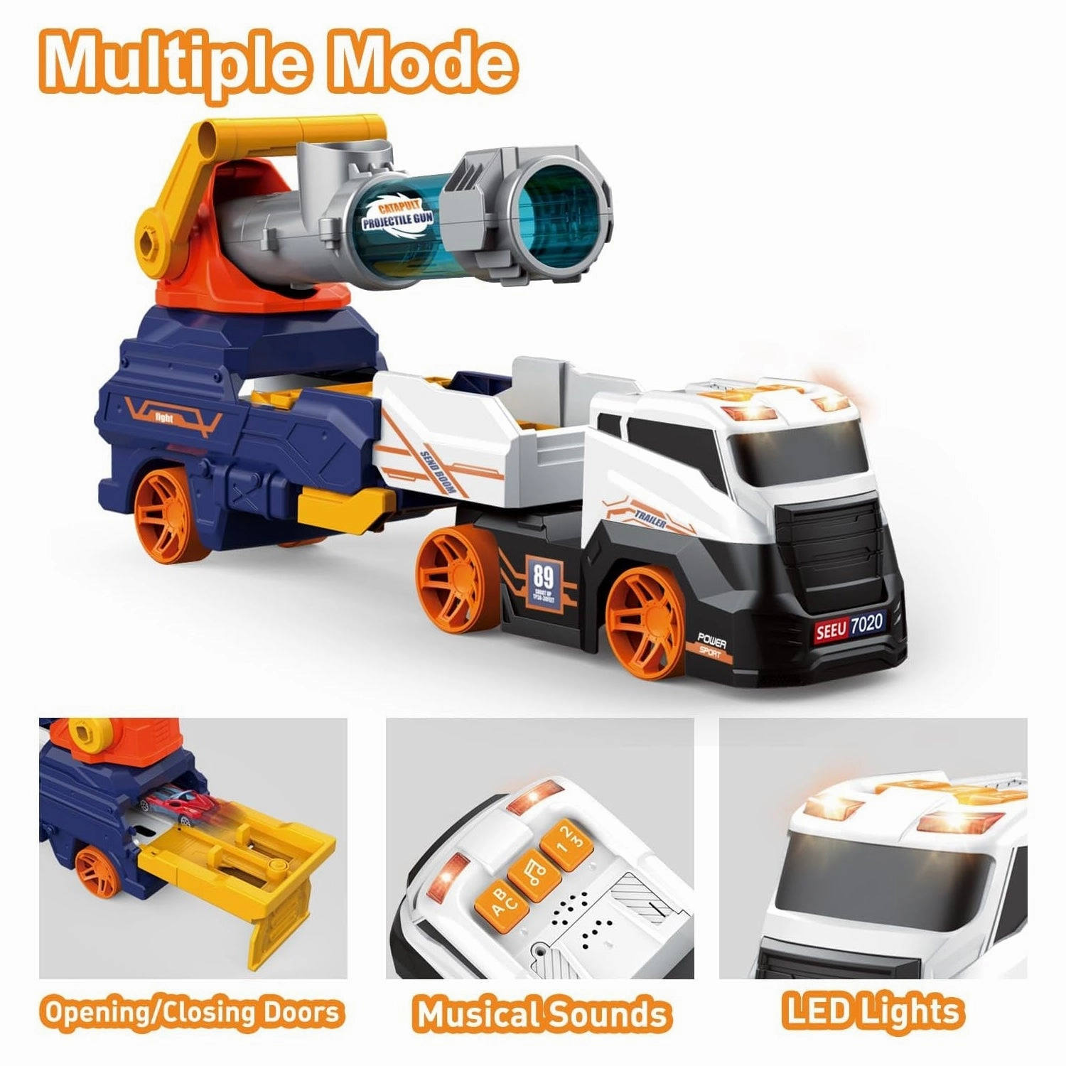Large Truck Toys Include 2 Racing Cars 4 Ball, with Light & Sounds (Battery Not Included)