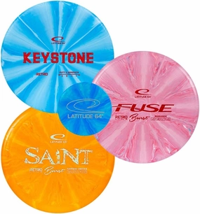 Latitude 64 Retro Burst Disc Golf Starter Set | Perfect Disc Golf Set for New to Intermediate Players | Includes Bonus Mini Marker | Grippy Base Plastic | Colors May Vary