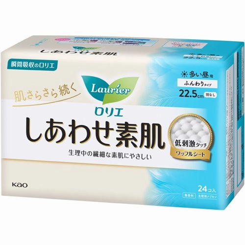 Laurier Happy Skin, Fluffy Type, Heavy Day Use, without Wings, 22.5cm, 24 pieces [Menstrual Napkin]