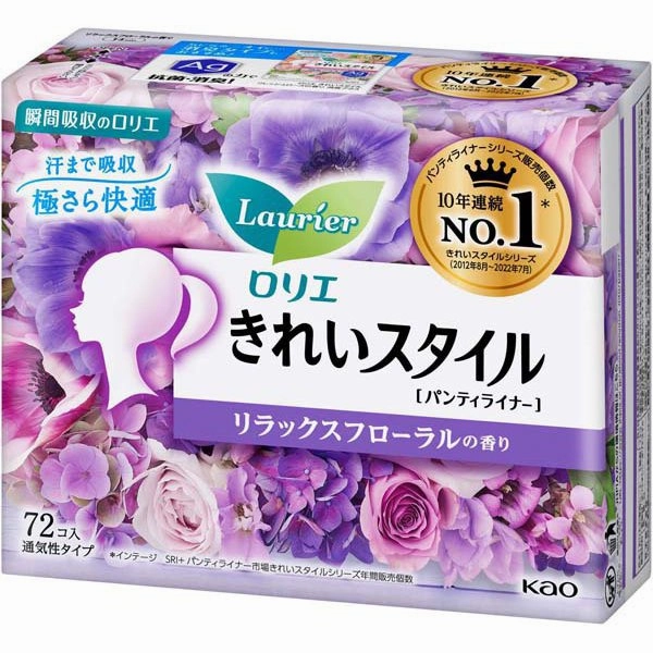 Laurier Kirei Style, Relaxing Floral Scent, 14cm, 72 pieces [Pantyliner]