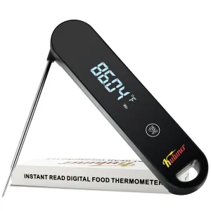 Leading Speed Instant Read Thermometer (less than 0.6 seconds), equipped with a high-definition display, IP67 waterproof meat thermometer, perfect for grilling, cooking, and outdoor BBQ(Black)