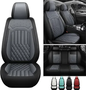 Leather Seat Cover for Ford Bronco Sport 2021-2024, Waterproof Soft Seat Covers with Airbag Compatible, Automotive Interior Accessories Seat Cushions and Seat Protectors(Black&Gray, 5 Seats)
