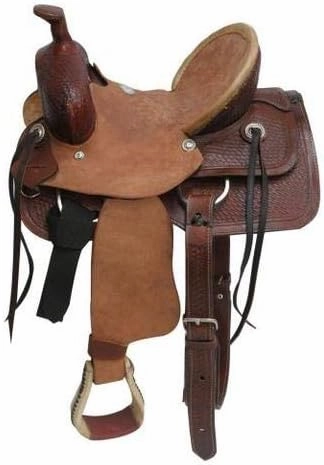 Leather Barrel Racing Western Horse Saddle Handmade Premium Horseback Comfort Riding Trail Equestrian Tooled Carved Horse Sdadles for Horse Riding Size: 10"-18" inches Seat, MOB251