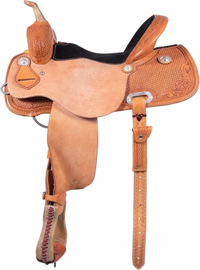 Leather Barrel Racing Western Horse Saddle Handmade Premium Horseback Comfort Riding Trail Equestrian Tooled Carved Horse Sdadles for Horse Riding Size: 10"-18" inches Seat, MOB253