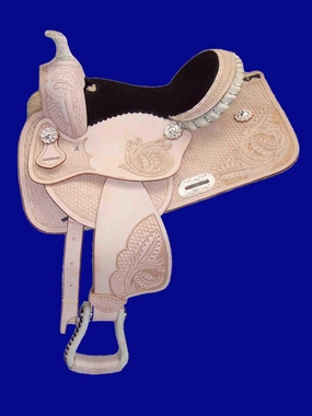 Leather Barrel Racing Western Horse Saddle Handmade Premium Horseback Comfort Riding Trail Equestrian Tooled Carved Horse Sdadles for Horse Riding Size: 10"-18" inches Seat, MOB261