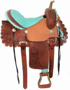 Leather Barrel Racing Western Horse Saddle Handmade Premium Horseback Comfort Riding Trail Equestrian Tooled Carved Horse Sdadles for Horse Riding Size: 10"-18" inches Seat, MOB263