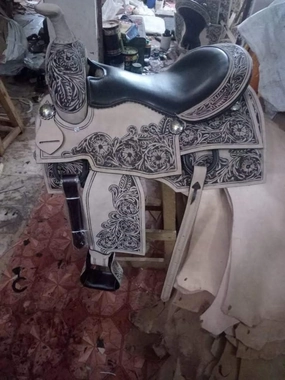 Leather Barrel Racing Western Horse Saddle Handmade Premium Horseback Comfort Riding Trail Equestrian Tooled Carved Horse Sdadles for Horse Riding Size: 10"-18" inches Seat, MOB273