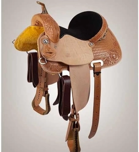Leather Barrel Racing Western Horse Saddle Handmade Premium Horseback Comfort Riding Trail Equestrian Tooled Carved Horse Sdadles for Horse Riding Size: 10"-18" inches Seat, MOB294