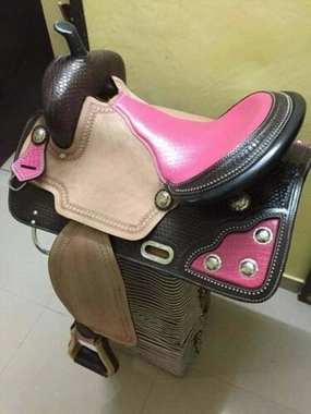 Leather Barrel Racing Western Horse Saddle Handmade Premium Horseback Comfort Riding Trail Equestrian Tooled Carved Horse Sdadles for Horse Riding Size: 10"-18" inches Seat, MOB299