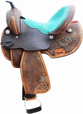Leather Barrel Racing Western Horse Saddle Handmade Premium Horseback Comfort Riding Trail Equestrian Tooled Carved Horse Sdadles for Horse Riding Size: 10"-18" inches Seat, MOB300