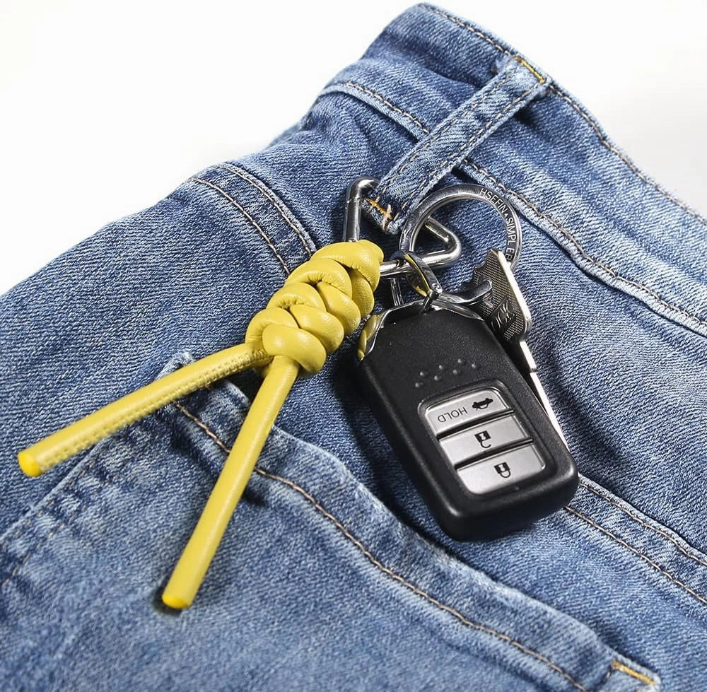 Leather Key Chain Car Universal Unisex Key Chain with Removable Triangle Open Key Ring