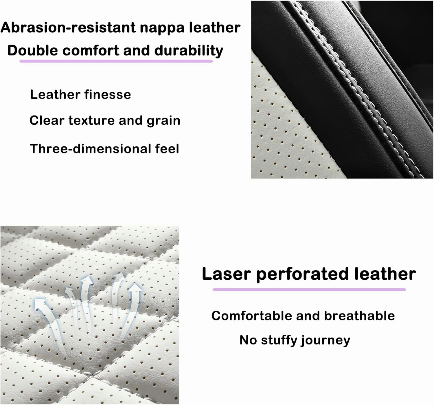 Leather Seat Cover for Ford Bronco Sport 2021-2024, Waterproof Soft Seat Covers with Airbag Compatible, Automotive Interior Accessories Seat Cushions and Seat Protectors(Black&Blue, 5 Seats)