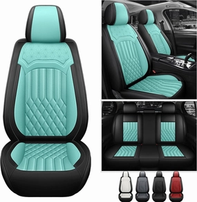 Leather Seat Cover for Ford Bronco Sport 2021-2024, Waterproof Soft Seat Covers with Airbag Compatible, Automotive Interior Accessories Seat Cushions and Seat Protectors(Black&Blue, 5 Seats)