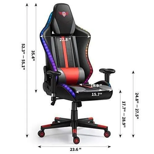 LED Light Ergonomic Gaming Chair Massage Racing Gaming Chair
