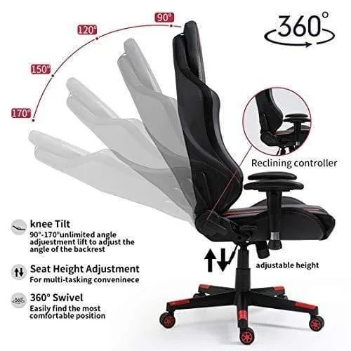 LED Light Ergonomic Gaming Chair Massage Racing Gaming Chair