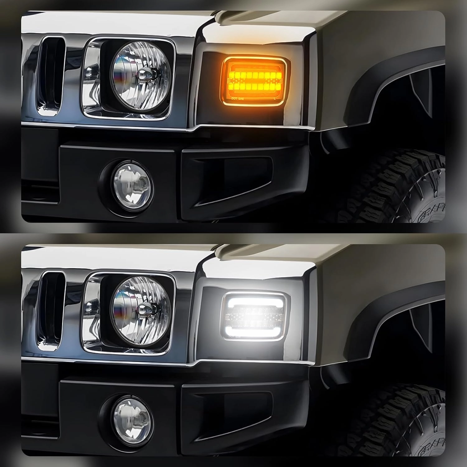 LED Front Turn Signal Corner Marker Lights Compatible with H2 2003-2009, Dynamic Amber Sequential Turn Signal Light   White Parking Lamp, Smoked Len