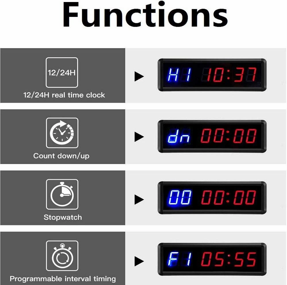 LED Interval Timer Count Down/Up Clock Stopwatch with Remote for Home Gym Fitness
