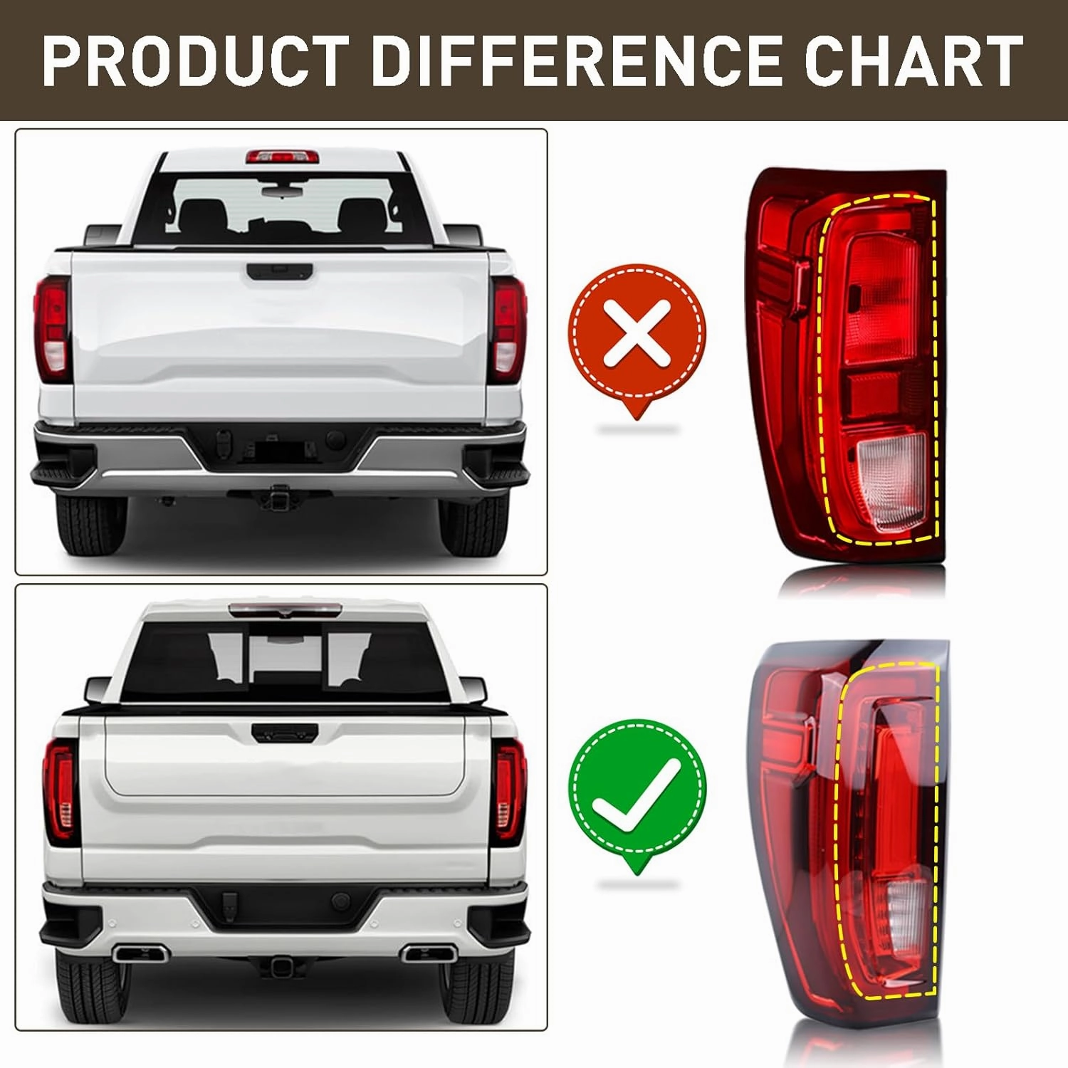 LED Type Tail Light Rear Lamp Assembly Compatible with 2019-2023 GMC Sierra 1500/2500 HD/3500 HD(w/Factory LED Tail Light Models Only) Left Driver Side 84565921 GM2800310