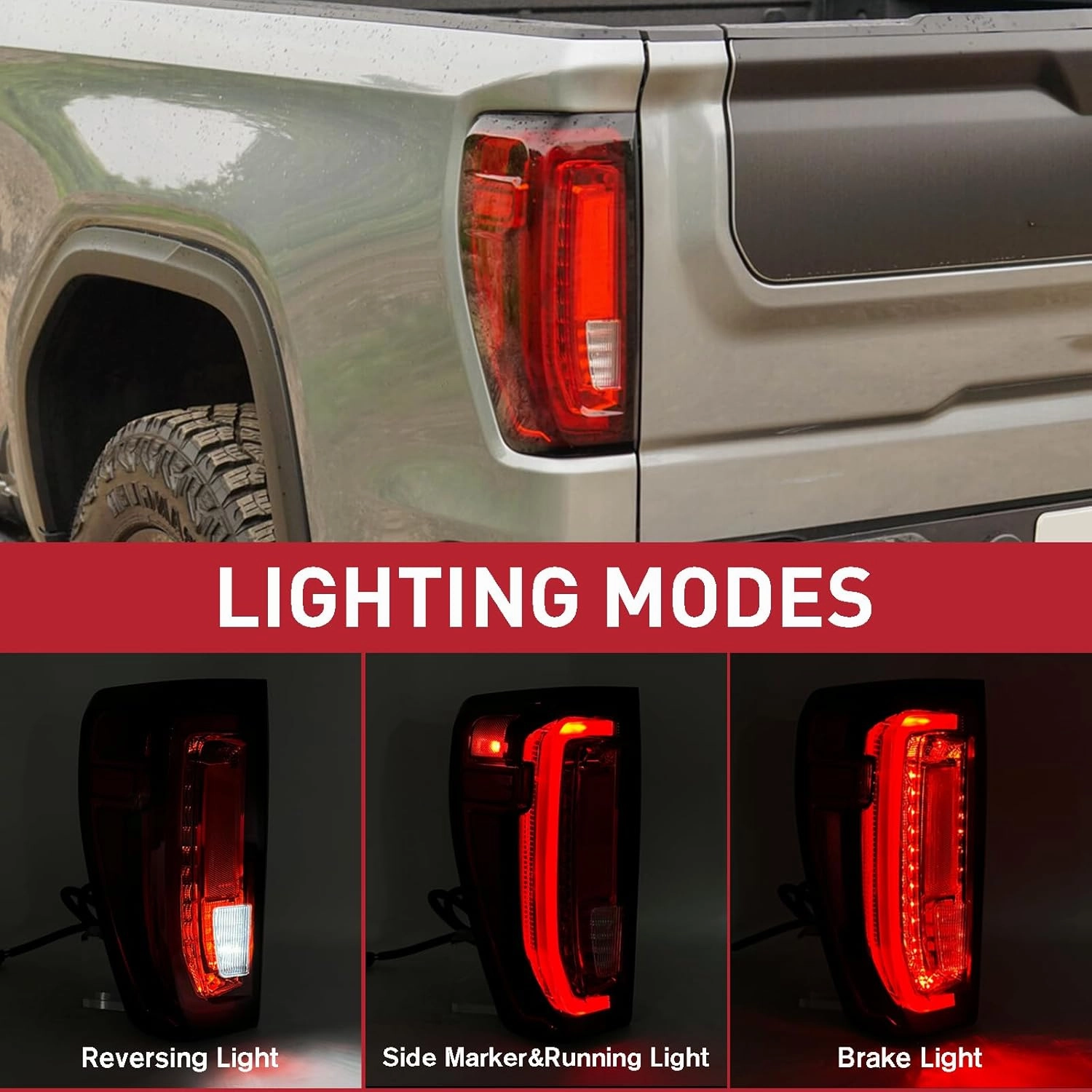 LED Type Tail Light Rear Lamp Assembly Compatible with 2019-2023 GMC Sierra 1500/2500 HD/3500 HD(w/Factory LED Tail Light Models Only) Left Driver Side 84565921 GM2800310