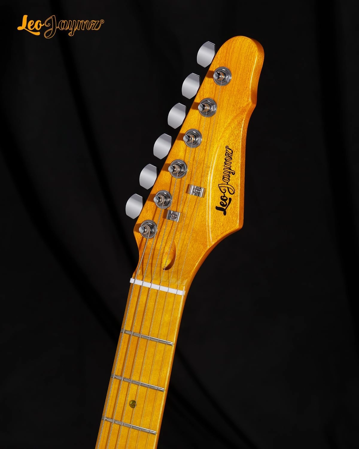 Leo Jaymz TL Style Electric Guitar with Flame Maple Top - High Gloss Mahogany Body and Hard Maple Neck - High Transparent Acrylic Pickguard (Transparent Green, Deluxe)