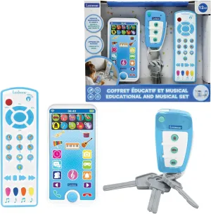 Lexibook, PS125 Educational and Musical Set with Telephone, Remote Control and Keychain, Imitation Game for Toddlers, Explore Animals, Musical Instruments and Everyday Objects