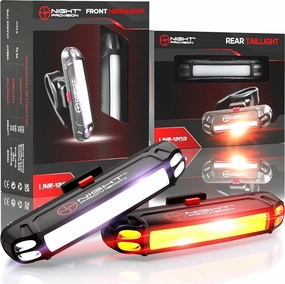 LINE-120FR Bike Lights Front & Back USB-C Rechargeable LED Headlight & Rear Tail Light Flasher Set Best Safety for Scooters Road Mountain BMX Bicycle (Front & Rear Lights)