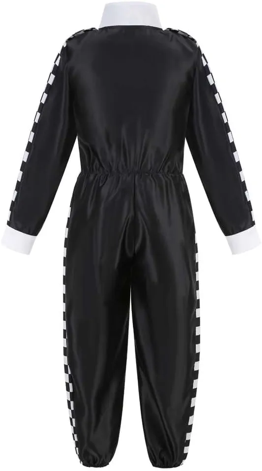LMYOVE Kids Race Car Driver Costume Boys Girls Racing Halloween Play Role Dress Up Racer Jumpsuit and car cap Toddler 3-10Y