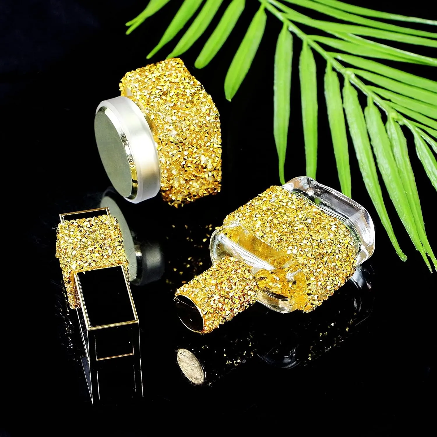 Locacrystal Bling Rhinestones Ribbon Self-Adhesive Iron on Resin Diamond Crystal Ribbon Wrap Roll DIY Rhinestone Stickers for Wedding Clothing Cars Crafts Dress Decoration（Gold,1.18inch x 3yard）
