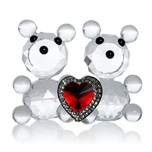 London Boutique Decorative Crystal Teddy Bear New Baby Girl Boy I love you Friendship Gift Prsent (Heart Teddy Bear)