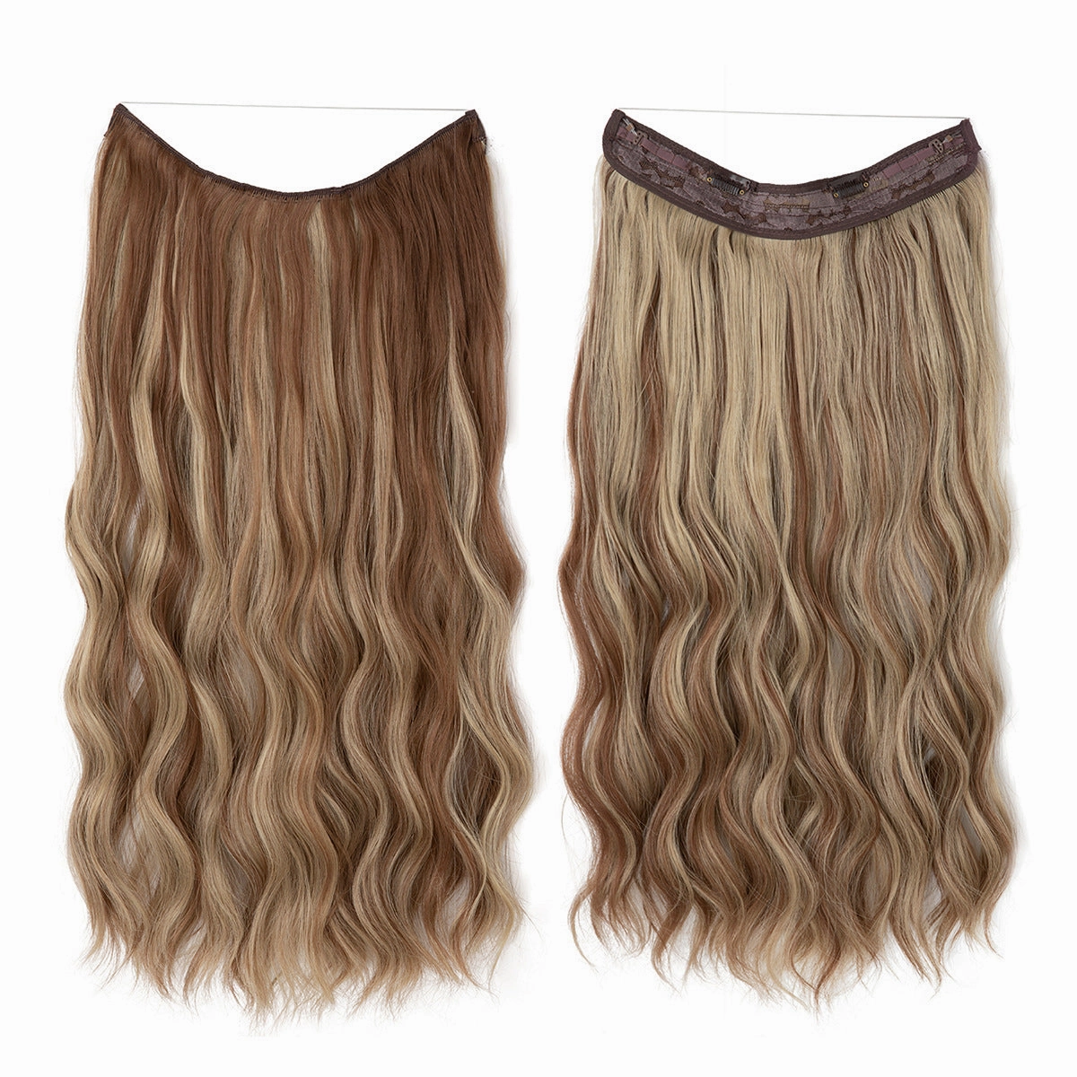 Long Wave Curly Fluffy Wigs One Piece Fishing Line 20inch Hair Extensions