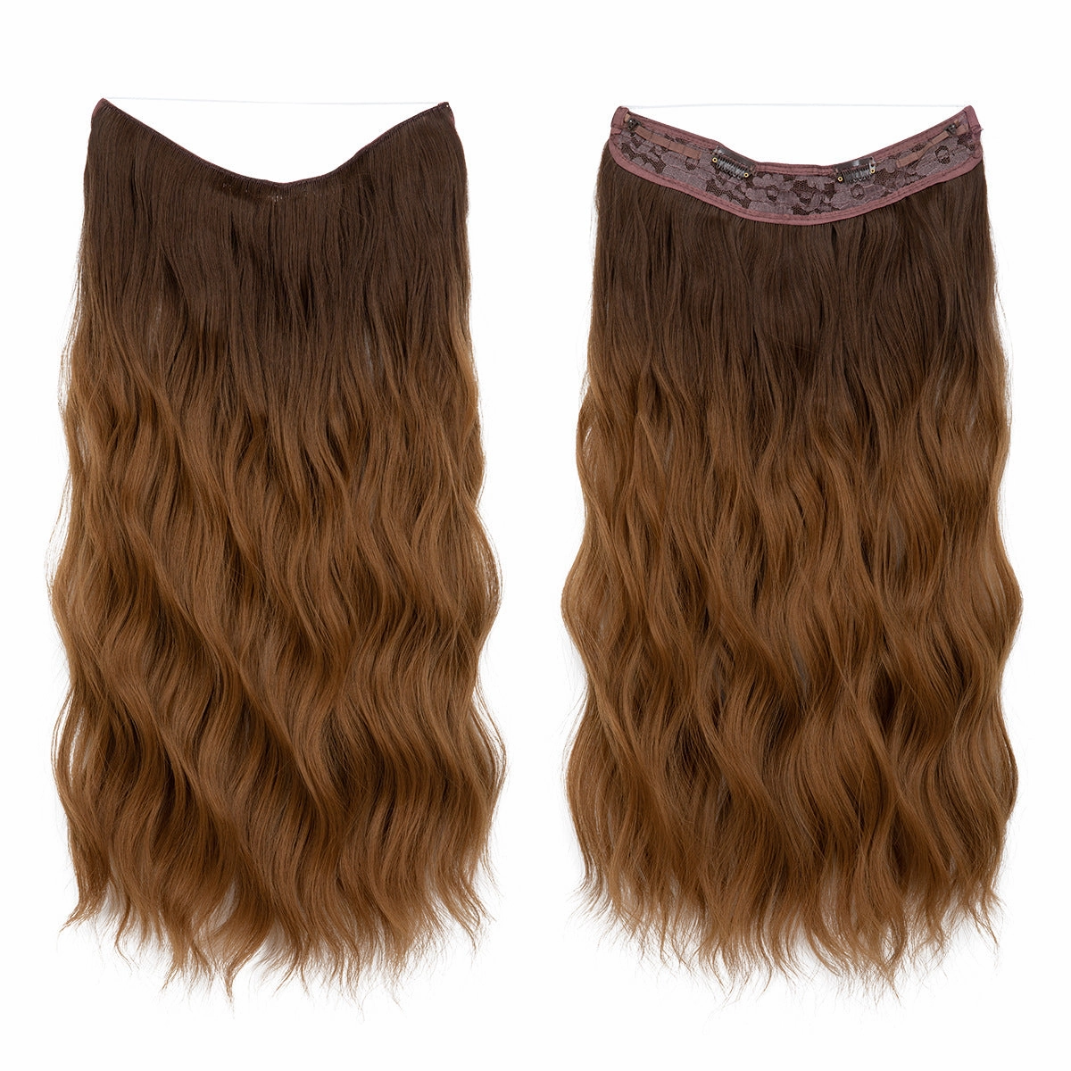Long Wave Curly Fluffy Wigs One Piece Fishing Line 20inch Hair Extensions
