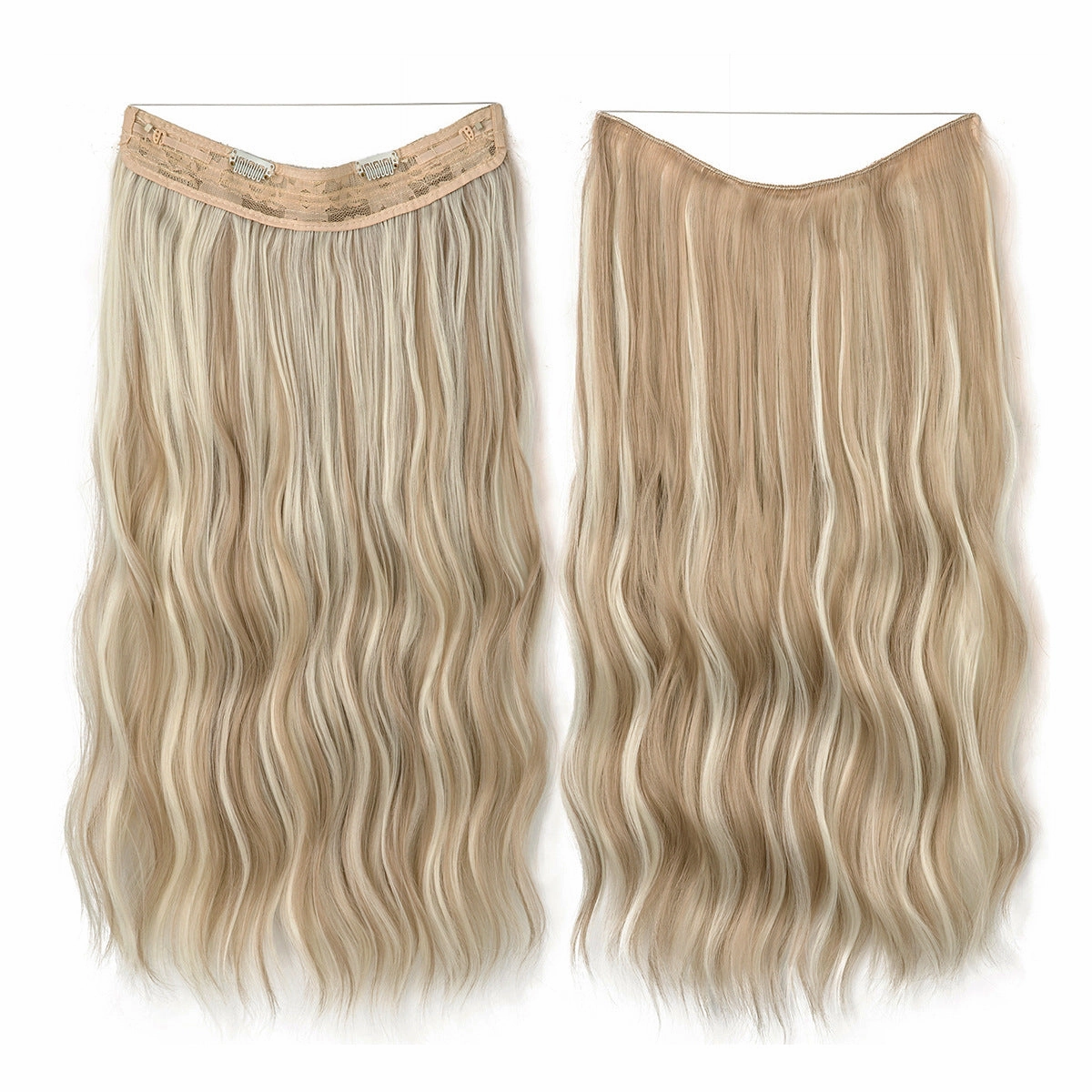 Long Wave Curly Fluffy Wigs One Piece Fishing Line 20inch Hair Extensions