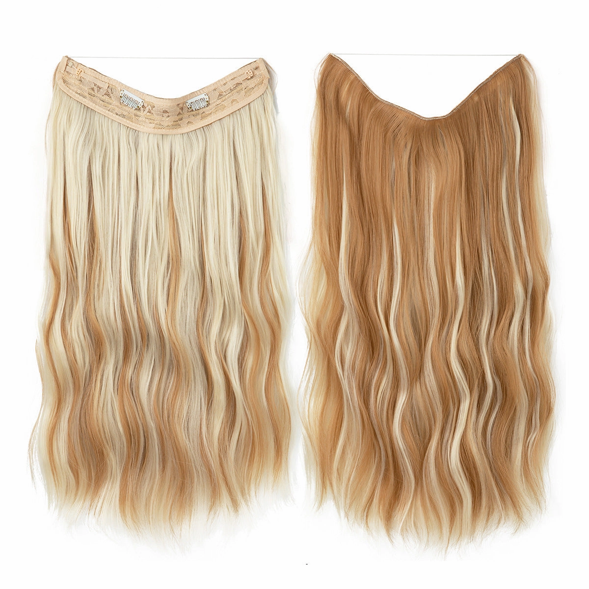 Long Wave Curly Fluffy Wigs One Piece Fishing Line 20inch Hair Extensions