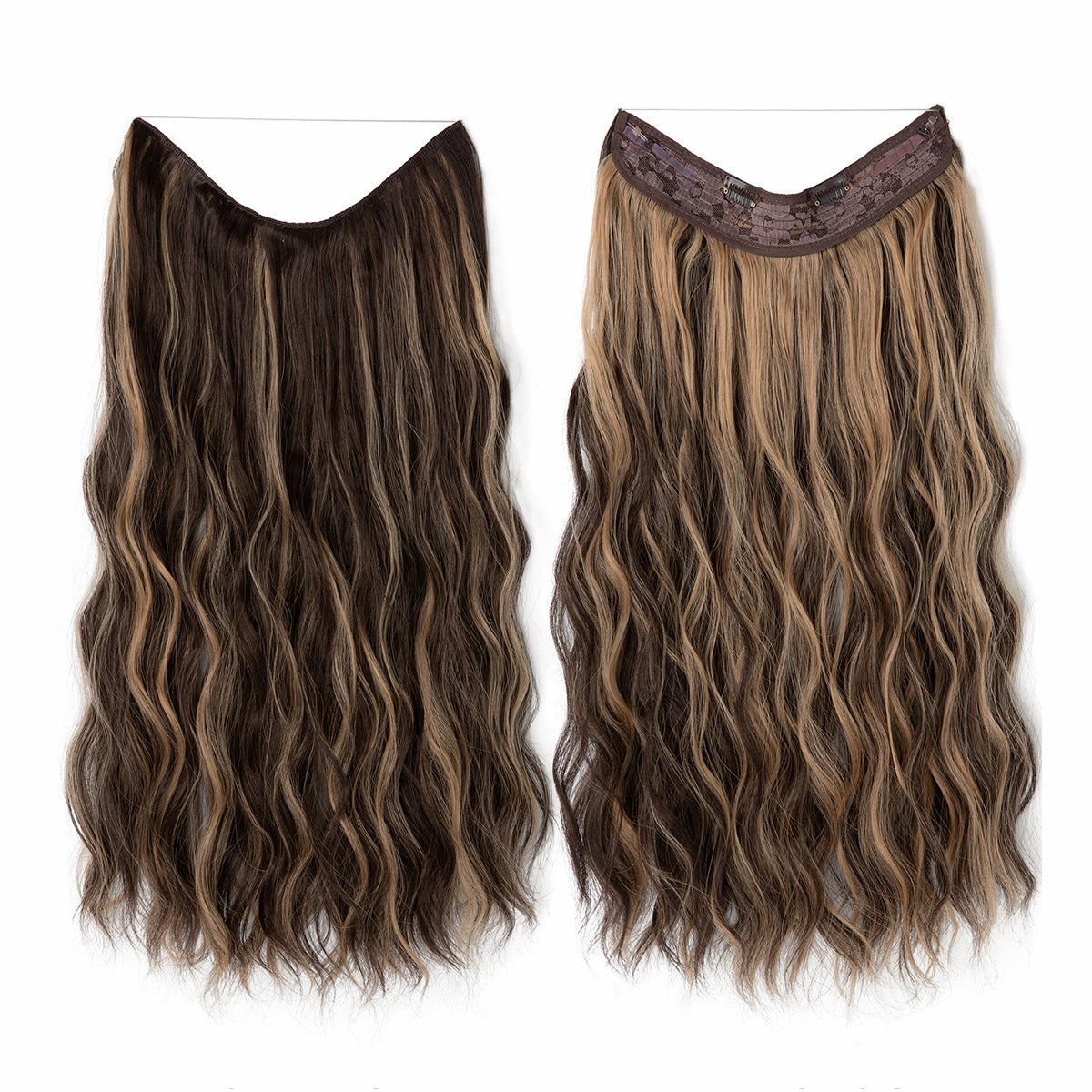 Long Wave Curly Fluffy Wigs One Piece Fishing Line 20inch Hair Extensions