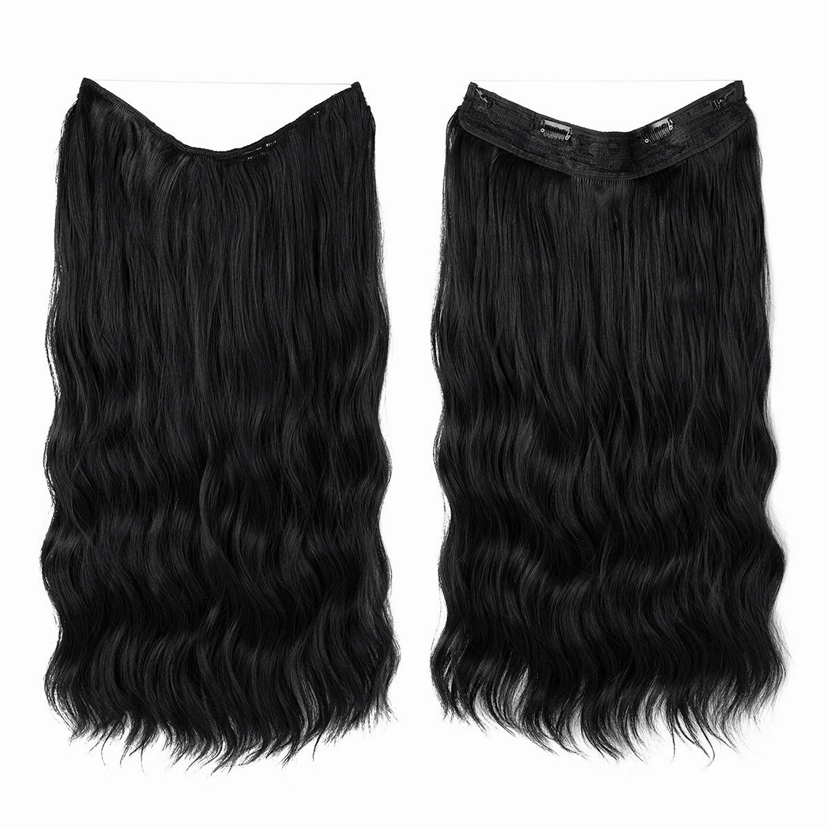 Long Wave Curly Fluffy Wigs One Piece Fishing Line 20inch Hair Extensions
