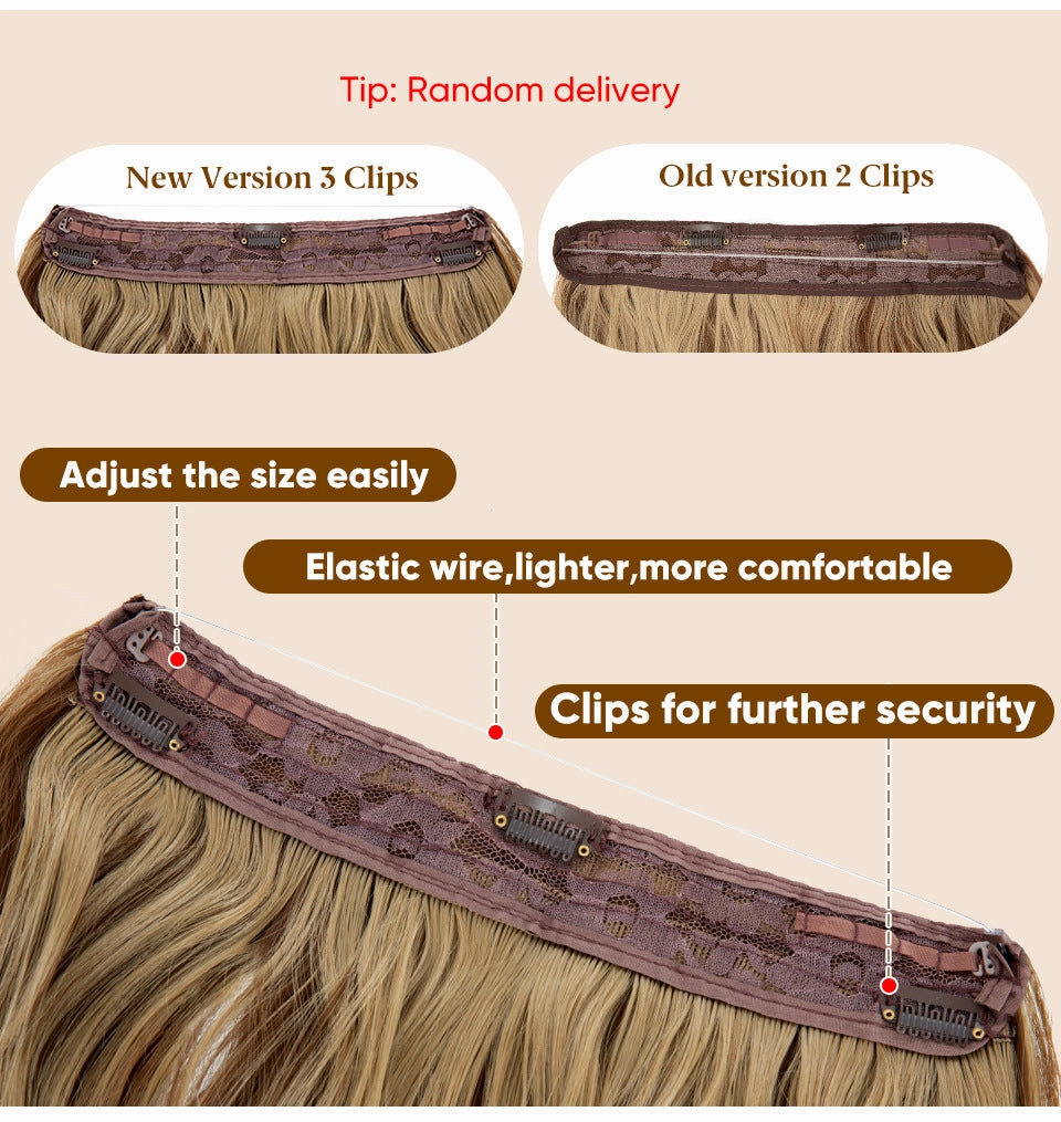 Long Wave Curly Fluffy Wigs One Piece Fishing Line 20inch Hair Extensions
